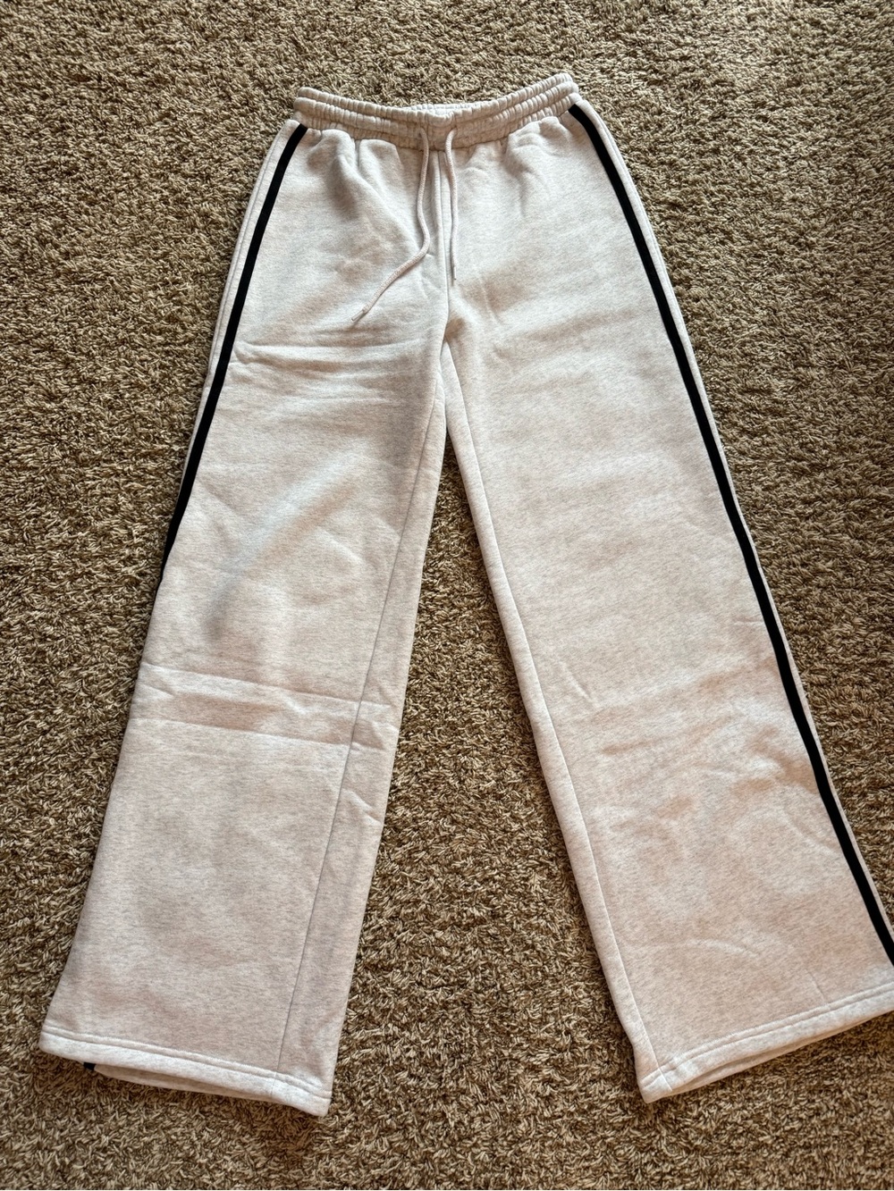 White Fox Boutique Heather Gray Sweatpants with Black Side Stripe